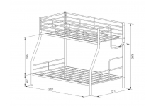 Двухъярусная металлическая кровать Гранада 3 Схема с размерами