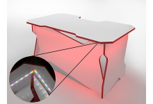 Игровой компьютерный стол с подсветкой, в белом цвете с красной кромкой