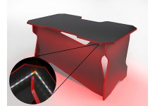 Компьютерный стол с подсветкой в черном цвете с красной кромкой