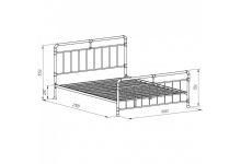 Двуспальная кровать в стиле лофт Авила Схема с размерами