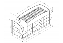 Кровать чердак Дюймовочка 4.1 Схема с размерами
