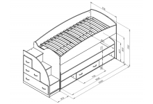 Низкая двухъярусная кровать Дюймовочка 4.3 Схема с размерами