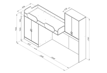 Кровать чердак с игровой зоной Дельта 18.04 Схема с размерами