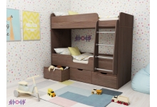 Двухъярусная кровать Малыш Двойняшка в цвете бодего темный