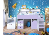 Кровать чердак Малыш 5 для девочек, цвет винтерберг / ирис