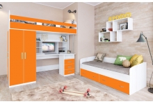Кровать-чердак для детей Аракс, цвет: винтерберг / оранжевый