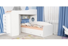 Кровать для двоих детей Кадет 2 с металлической лестницей в белом цвете