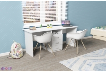 Письменный стол для двоих детей в белом цвете