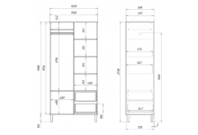 Схема с размерами двухдверного шкафа КД-02
