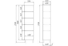 Схема с размерами узкого стеллажа для детей Квадро КД-07