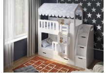 Двухъярусная детская кровать Домик Сказка